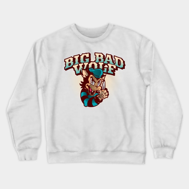 Cuphead Vintage Cartoons Big Bad Wolf Crewneck Sweatshirt by Tip Top Tee's